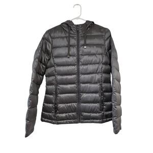 Andrew Marc Packable Lightweight Down Puffer Jacket Hooded XS Gray Women’s